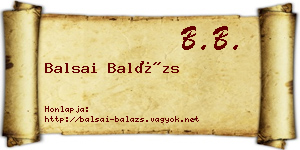 Balsai Balázs névjegykártya